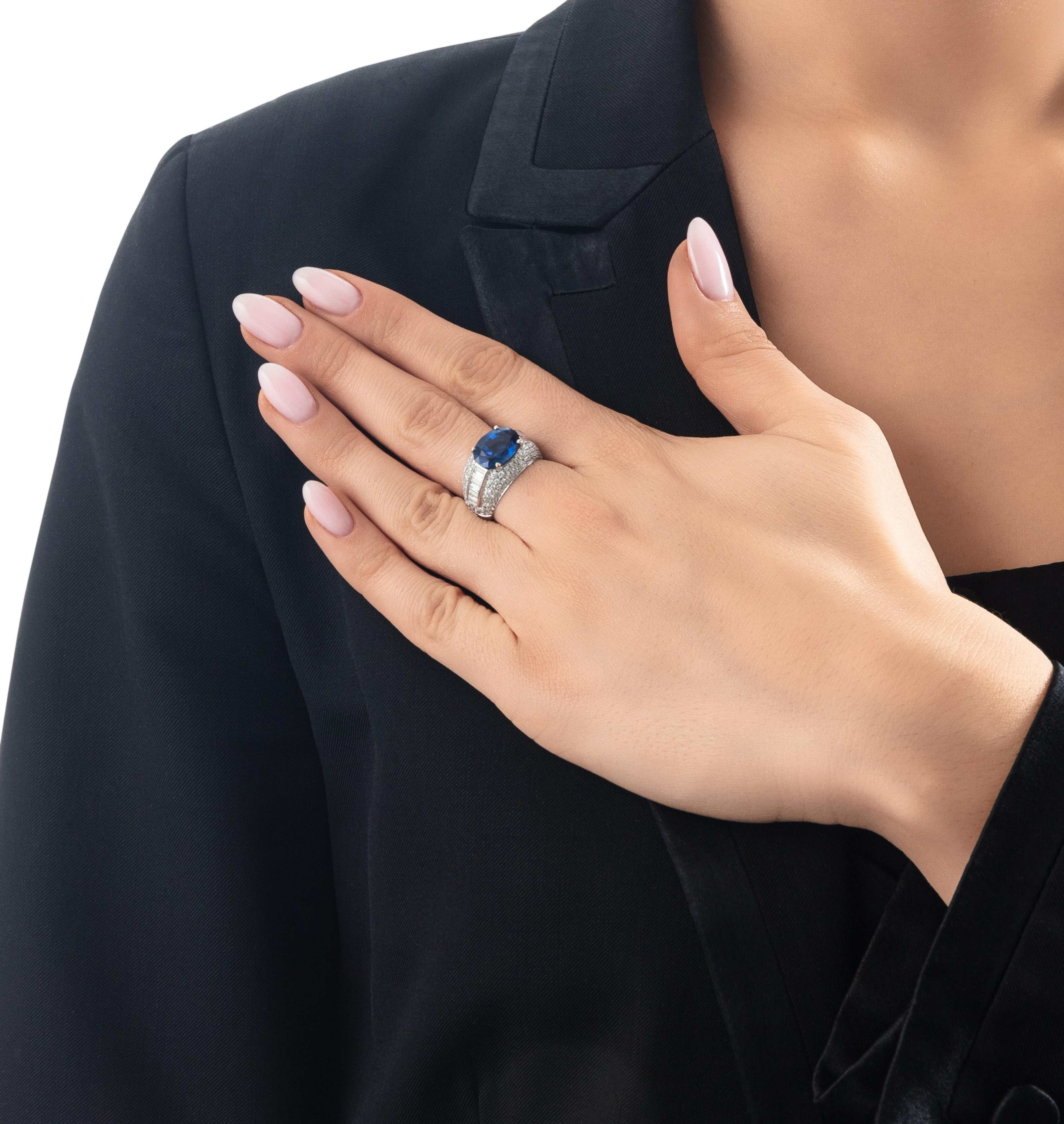 Bague Saphir Birman 4.94ct & Diamants | Sapphire and Diamond Ring | Or 18K | Certificat SSEF