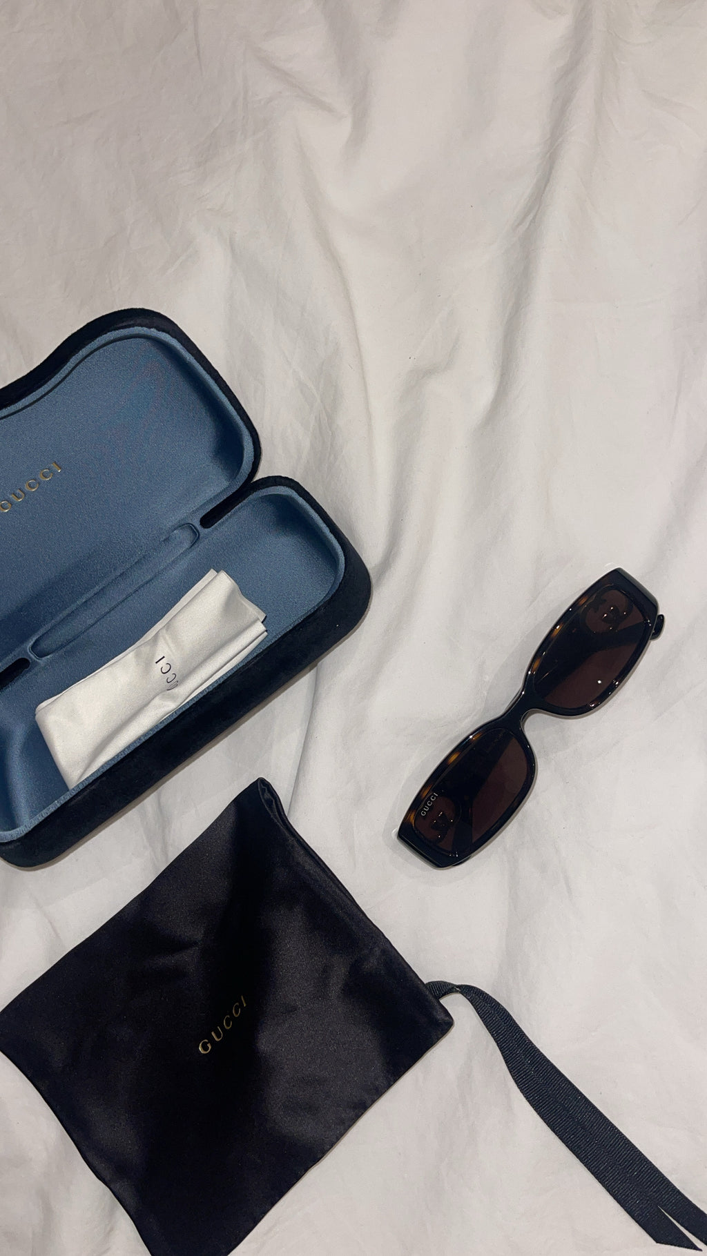 Gucci GG1661S Rectangular Tortoiseshell Sunglasses with Case