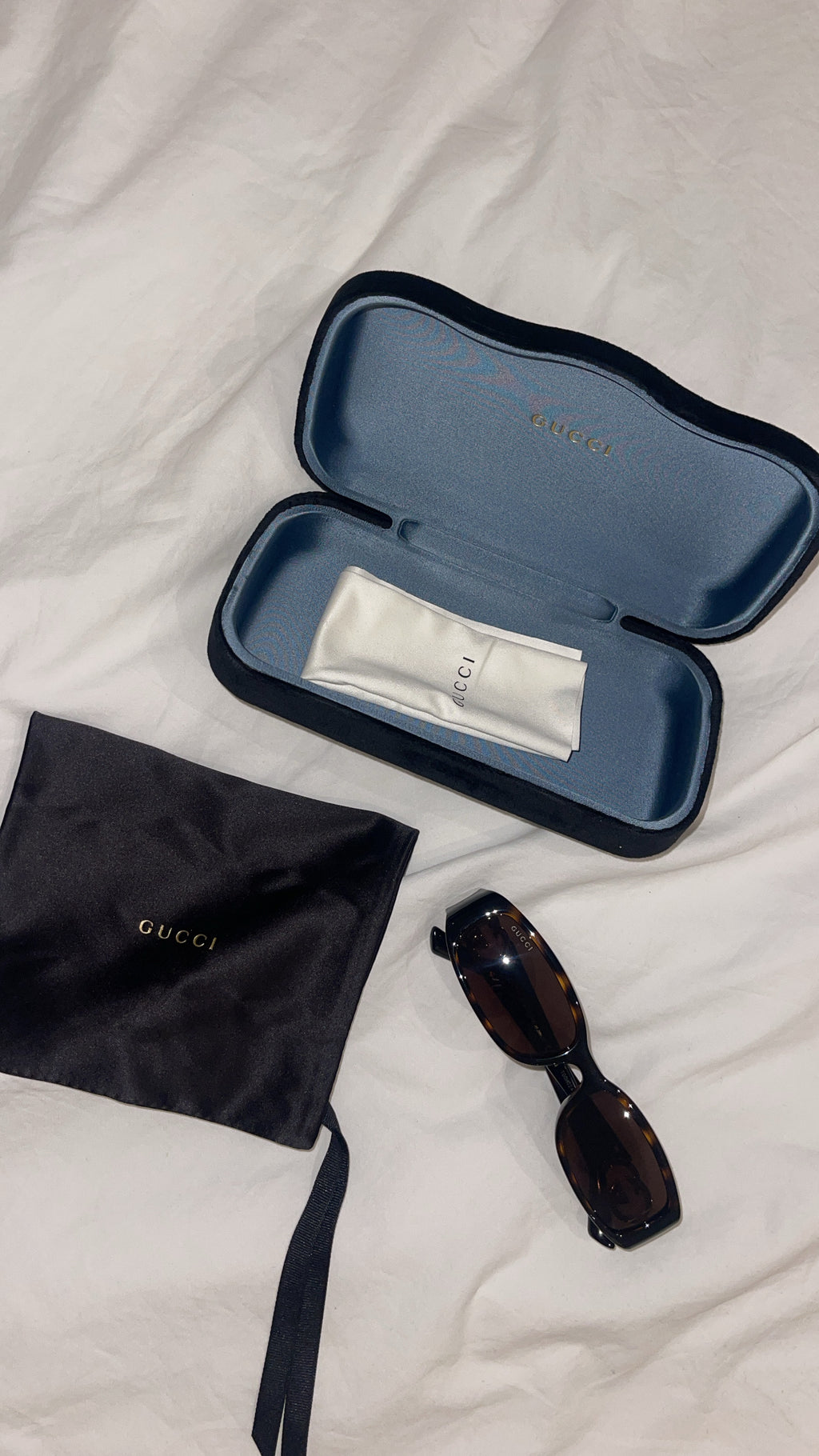 Gucci GG1661S Rectangular Tortoiseshell Sunglasses with Case