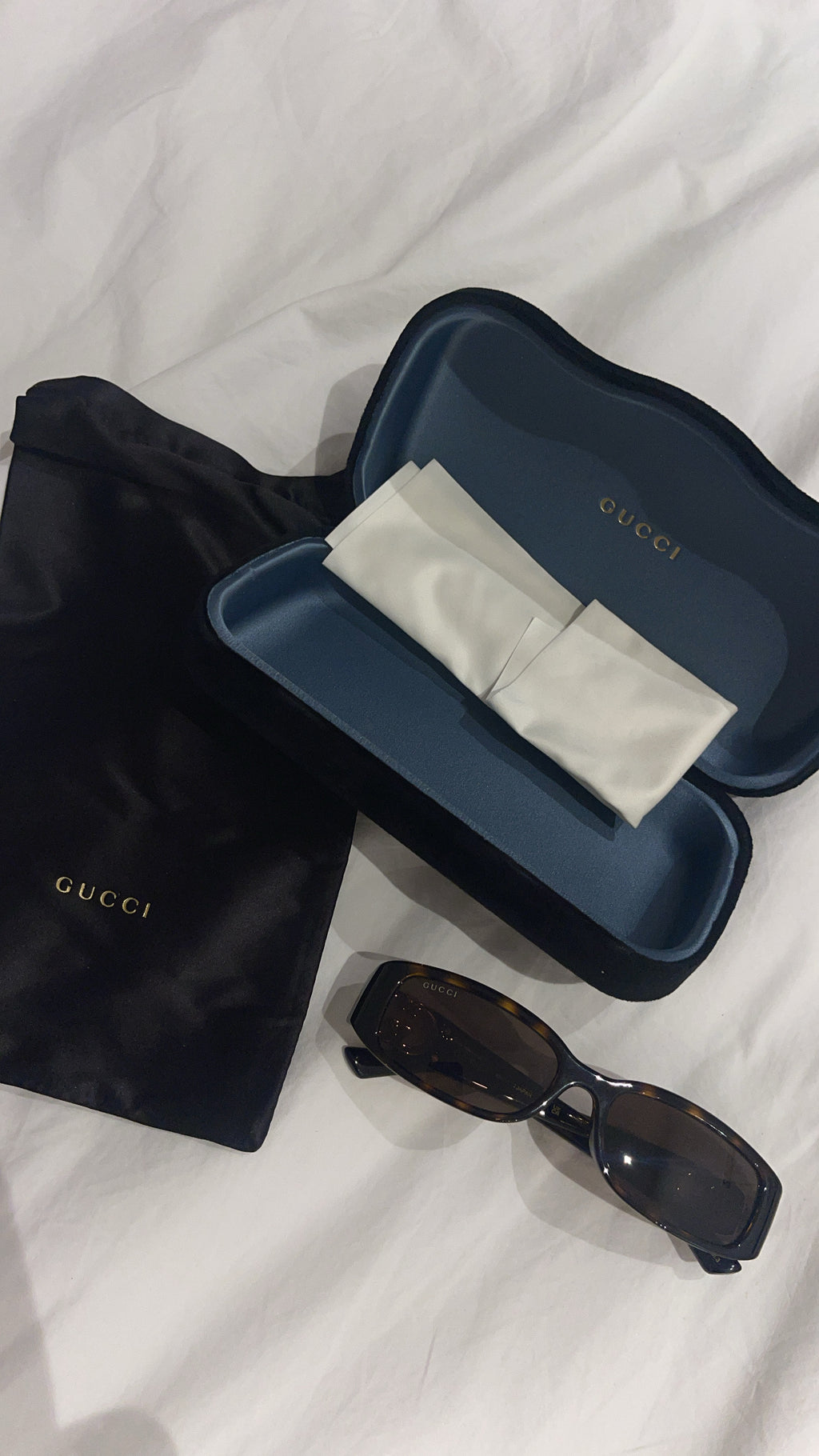 Gucci GG1661S Rectangular Tortoiseshell Sunglasses with Case