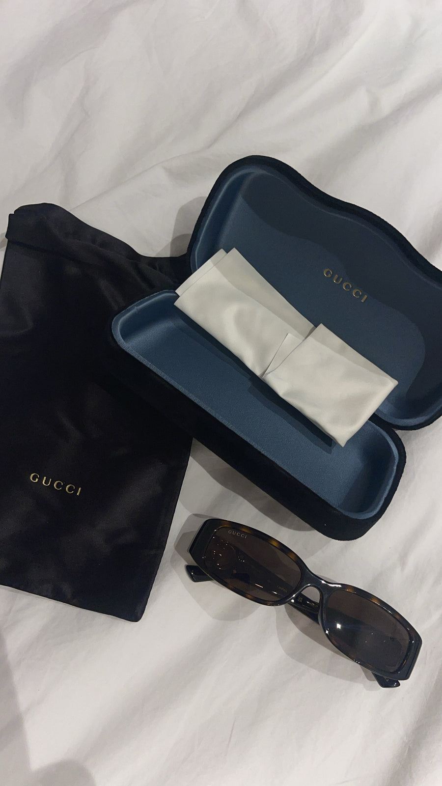 Gucci GG1661S Rectangular Tortoiseshell Sunglasses with Case