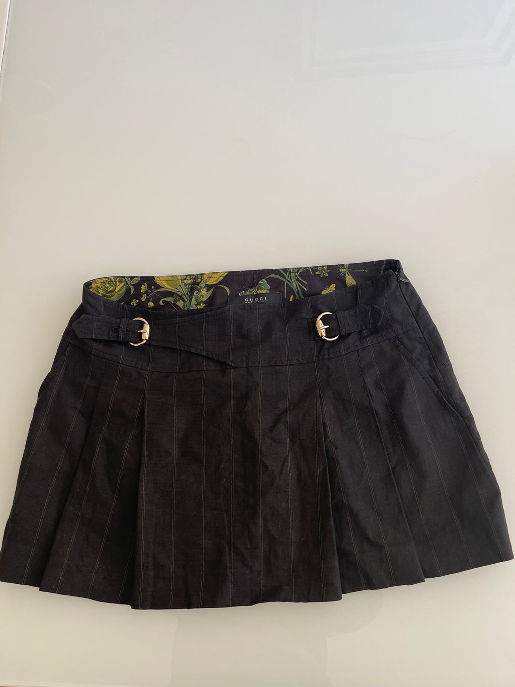 Gucci Pleated Mini Skirt with Horsebit Buckle Details