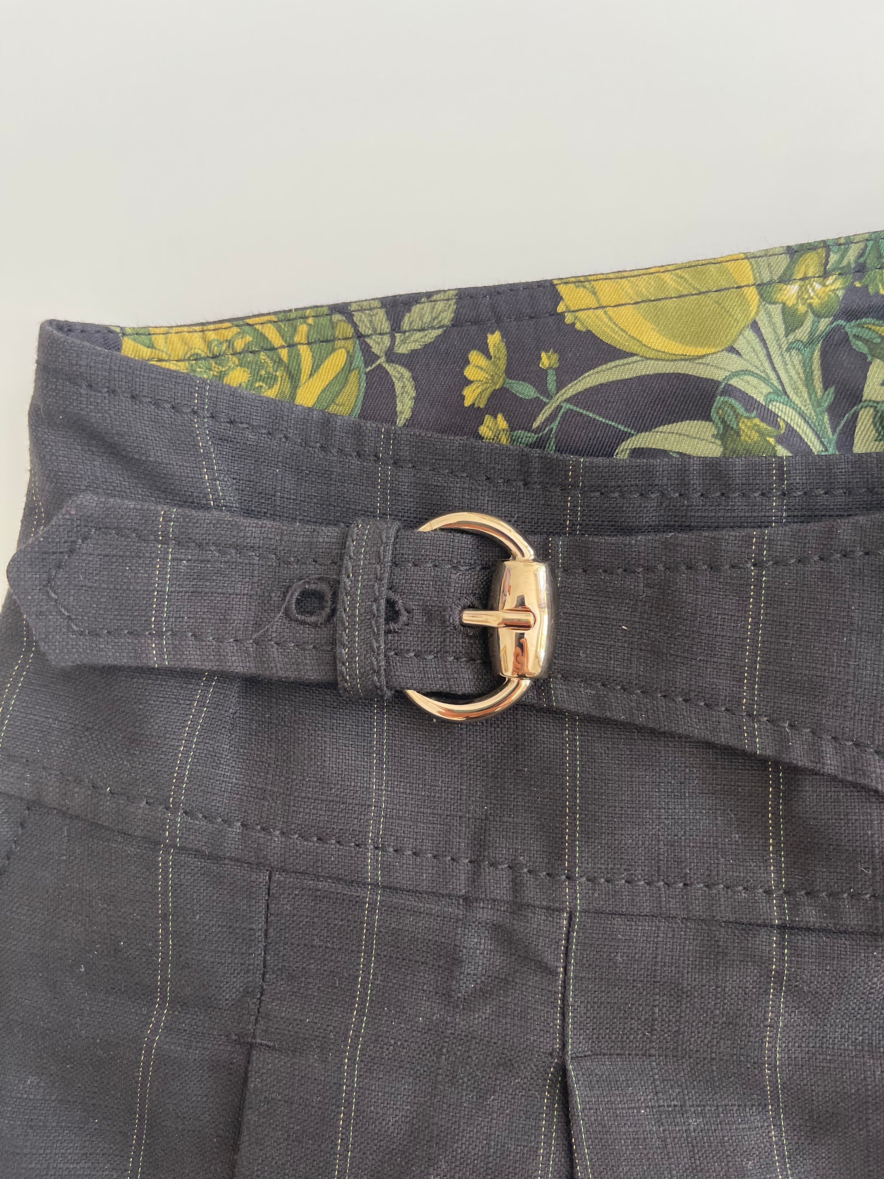 Gucci Pleated Mini Skirt with Horsebit Buckle Details