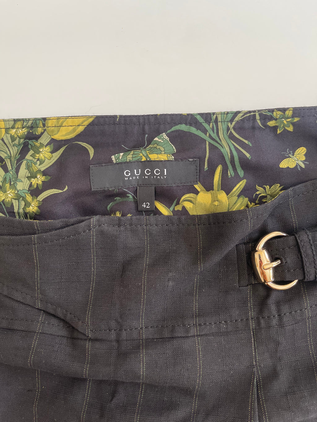 Gucci Pleated Mini Skirt with Horsebit Buckle Details