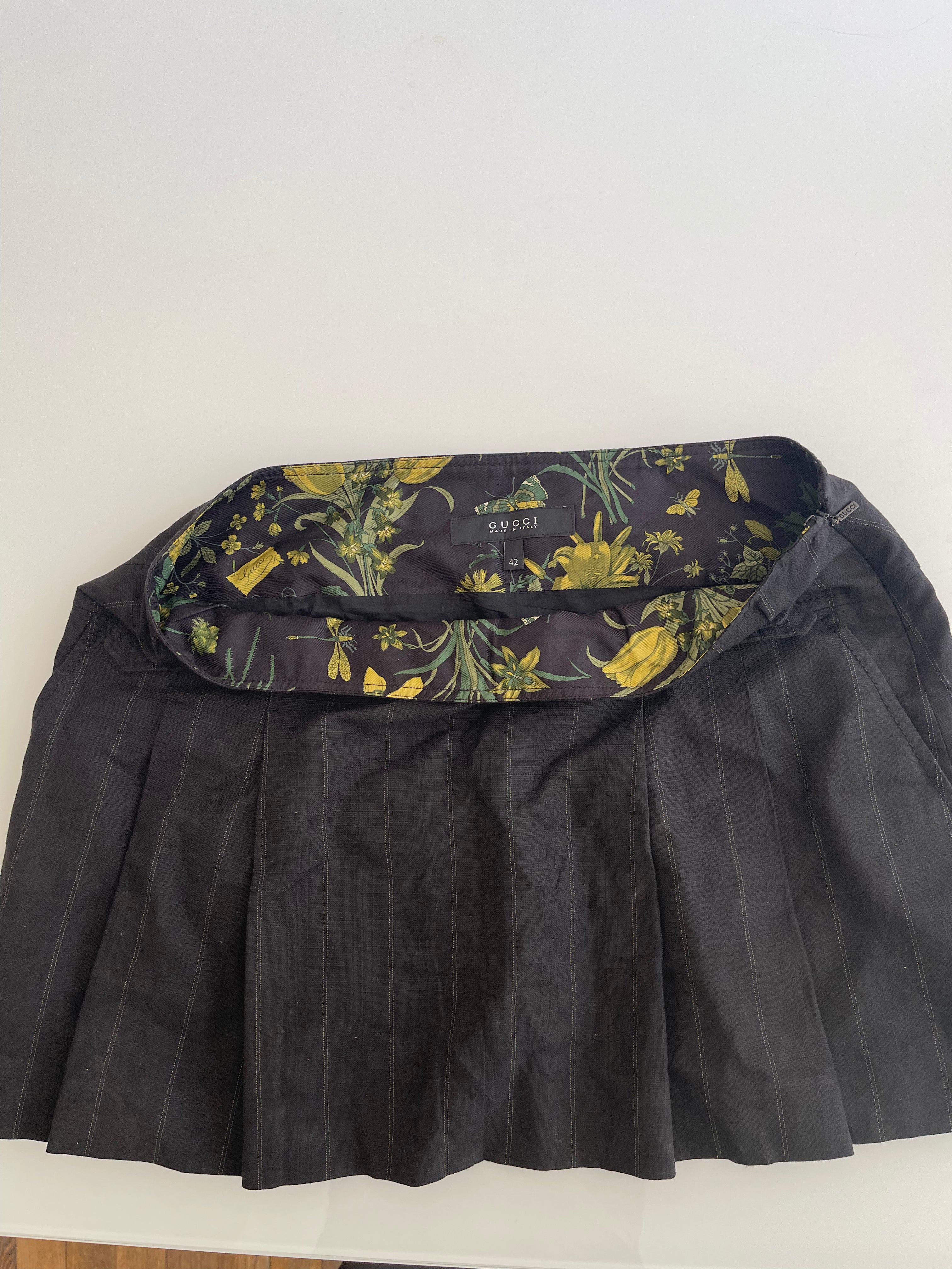 Gucci Pleated Mini Skirt with Horsebit Buckle Details