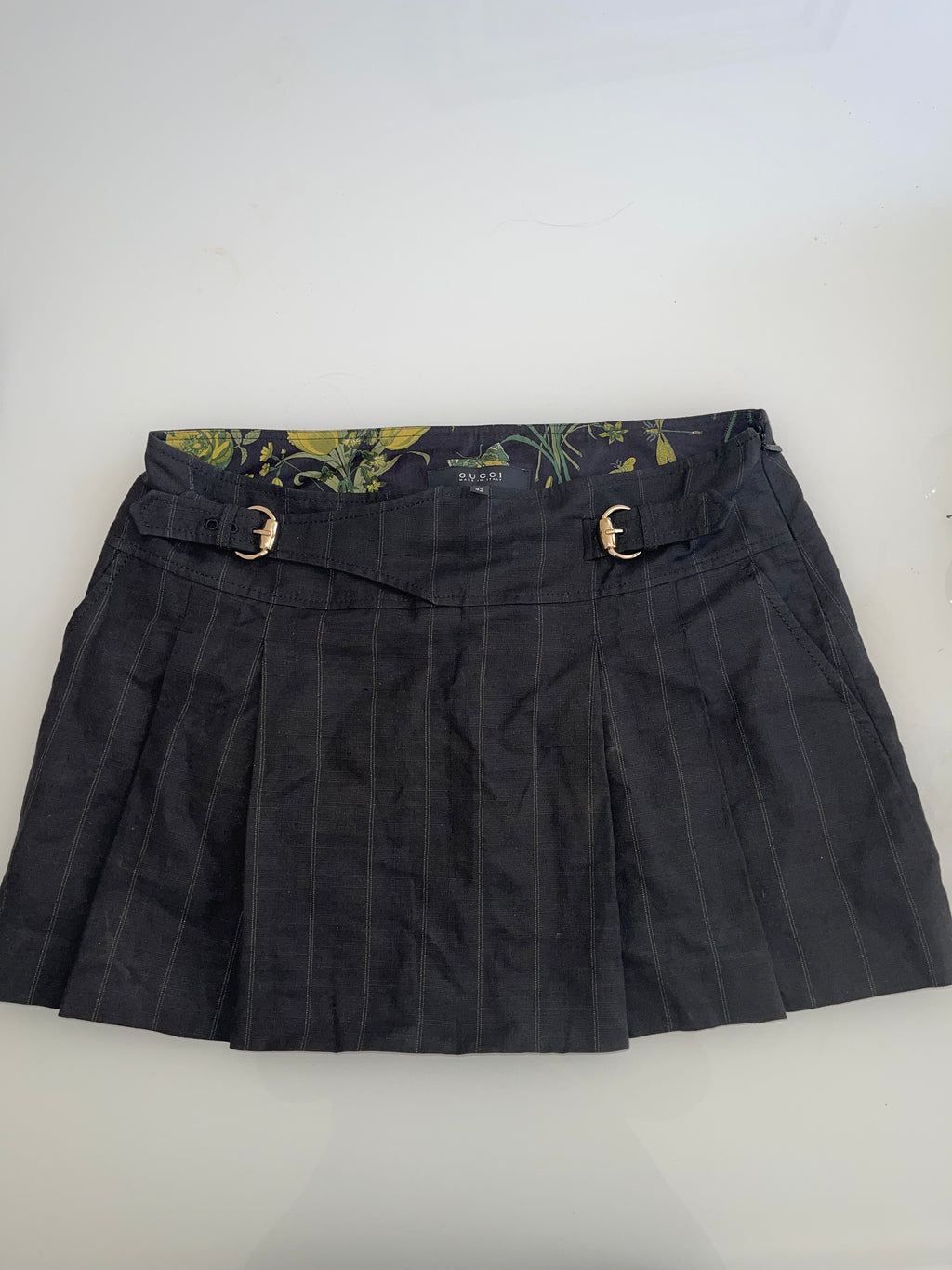 Gucci Pleated Mini Skirt with Horsebit Buckle Details