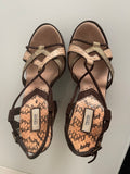 Vintage Prada Python-Print Platform Heels in Chocolate Suede