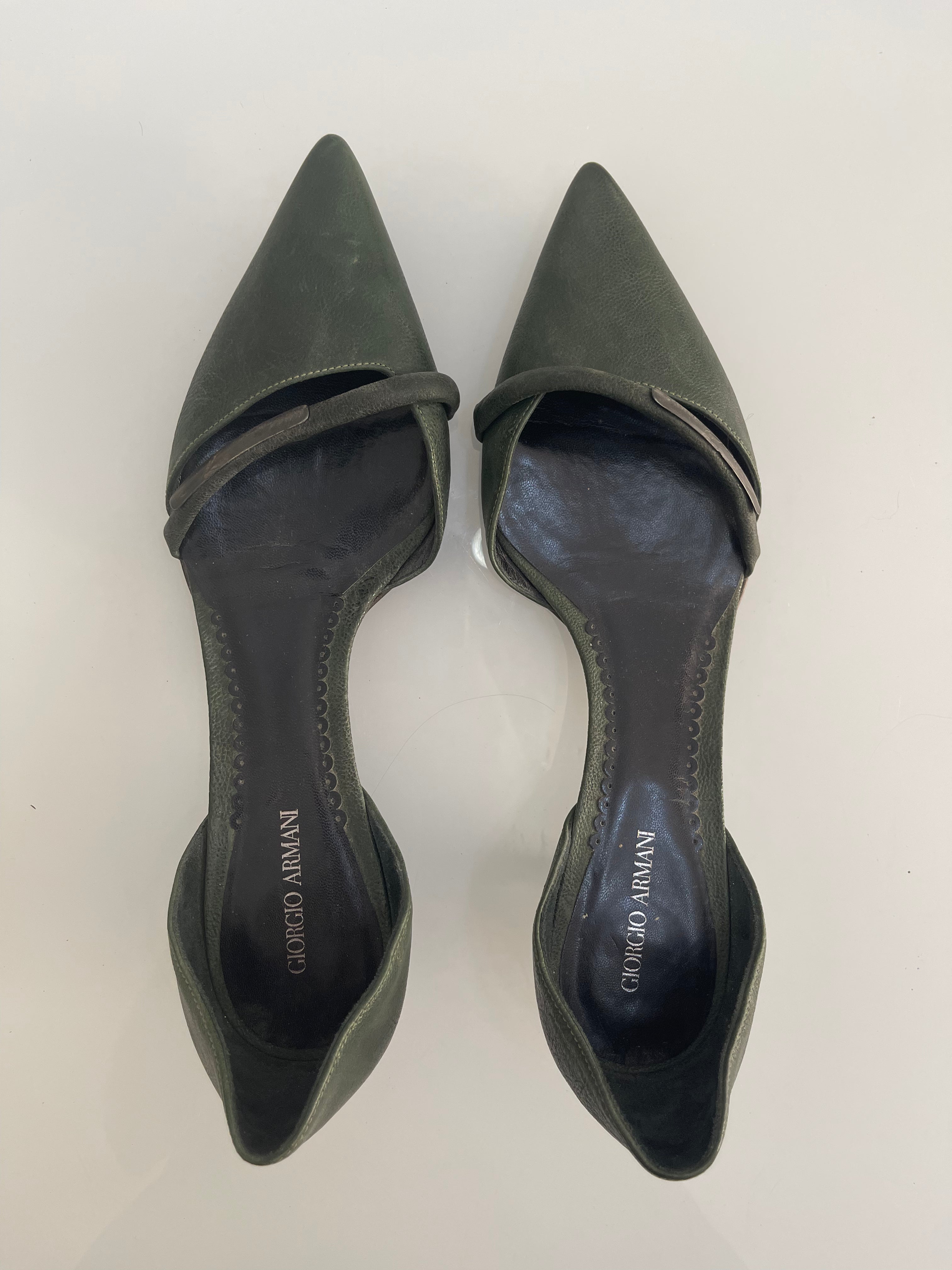 Giorgio Armani Olive Green Kitten Heels