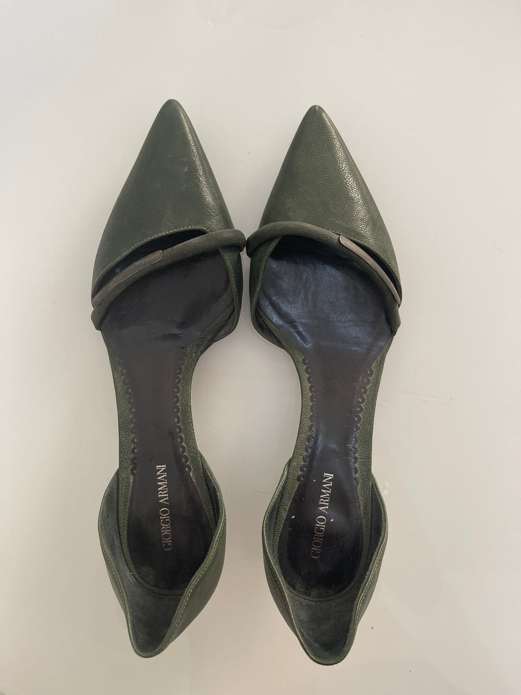 Giorgio Armani Olive Green Kitten Heels
