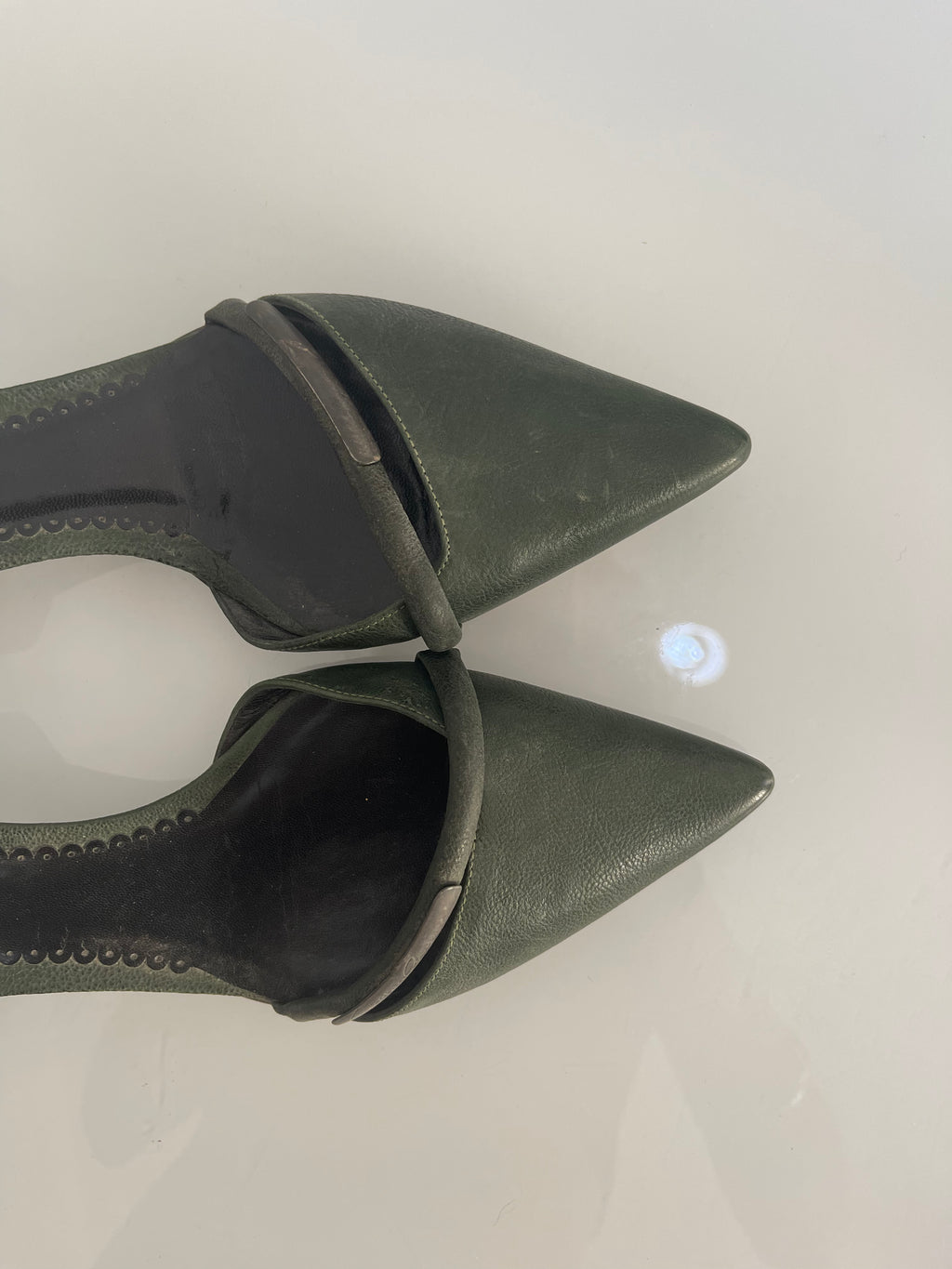 Giorgio Armani Olive Green Kitten Heels
