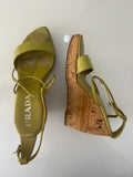 Prada Lime Green Cork Wedge Heels
