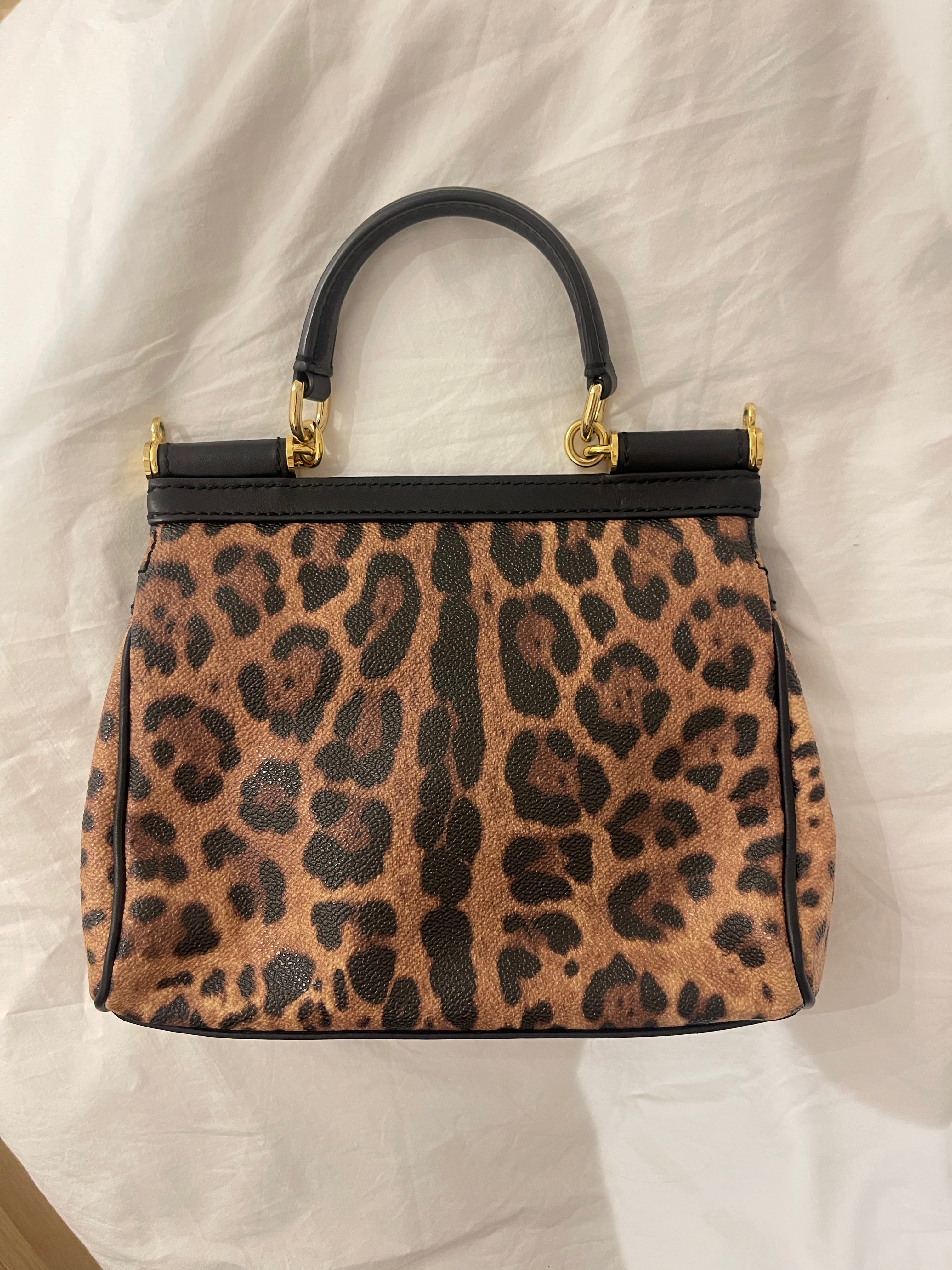 Dolce & Gabbana Mini Sicily Leopard Print Top Handle Bag
