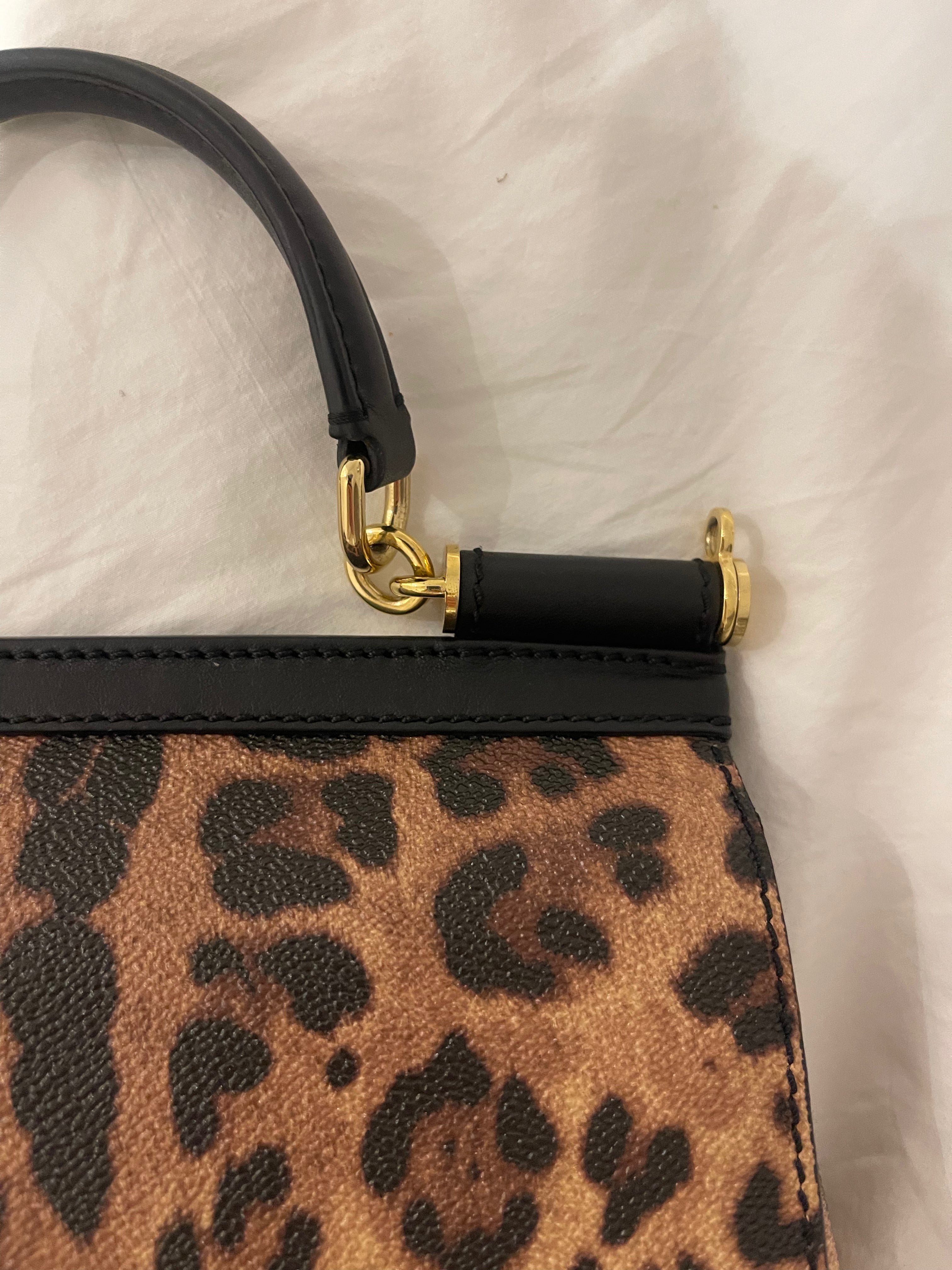Dolce & Gabbana Mini Sicily Leopard Print Top Handle Bag