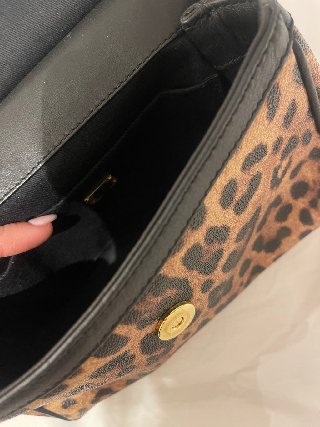 Dolce & Gabbana Mini Sicily Leopard Print Top Handle Bag