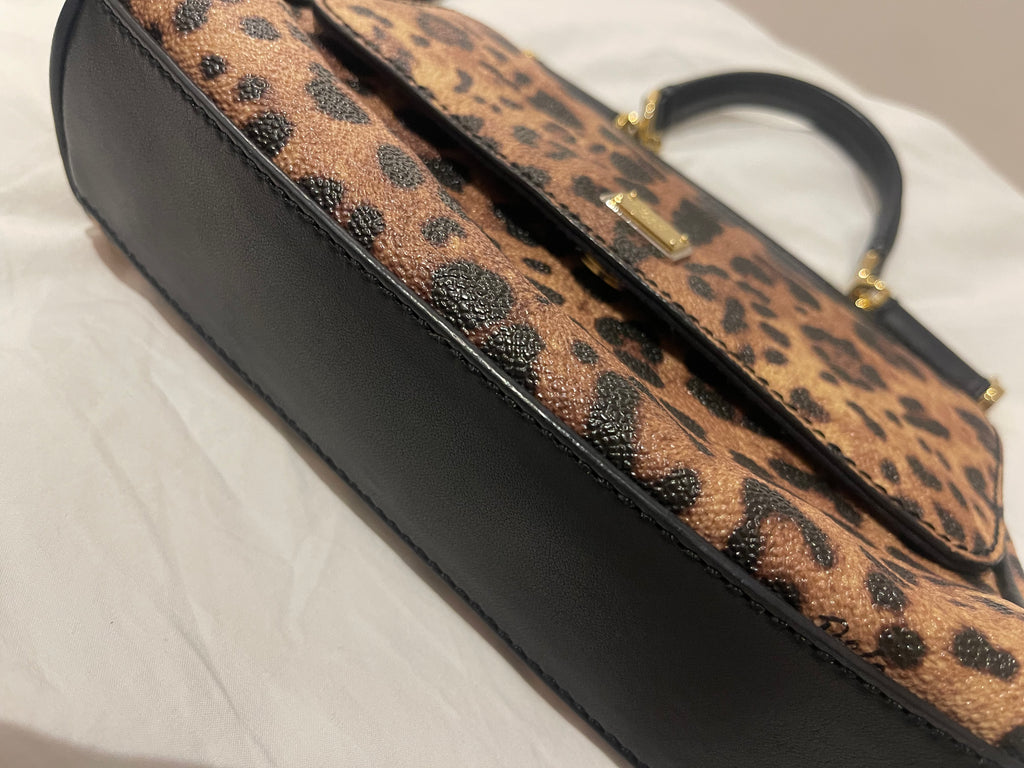 Dolce & Gabbana Mini Sicily Leopard Print Top Handle Bag