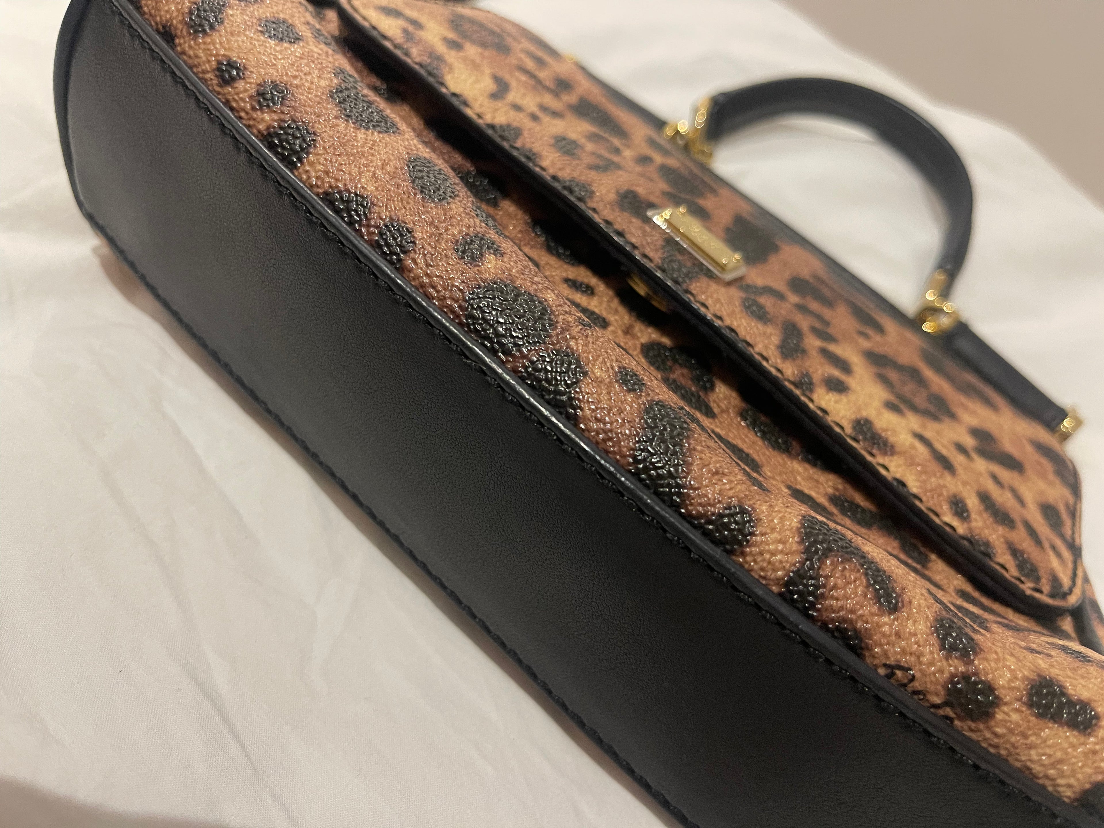 Dolce & Gabbana Mini Sicily Leopard Print Top Handle Bag