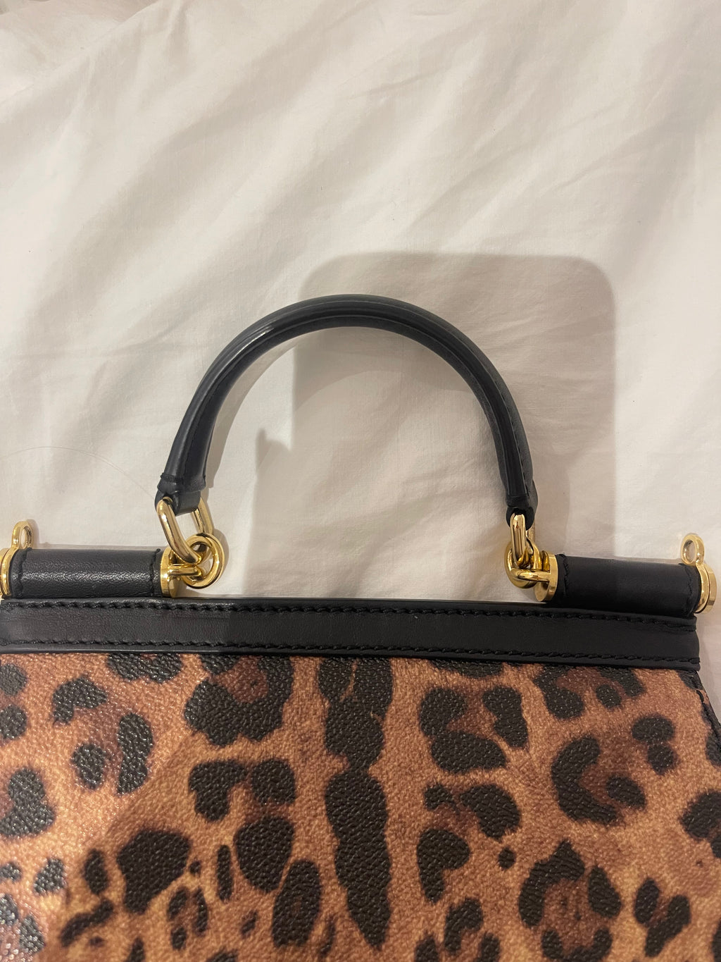 Dolce & Gabbana Mini Sicily Leopard Print Top Handle Bag