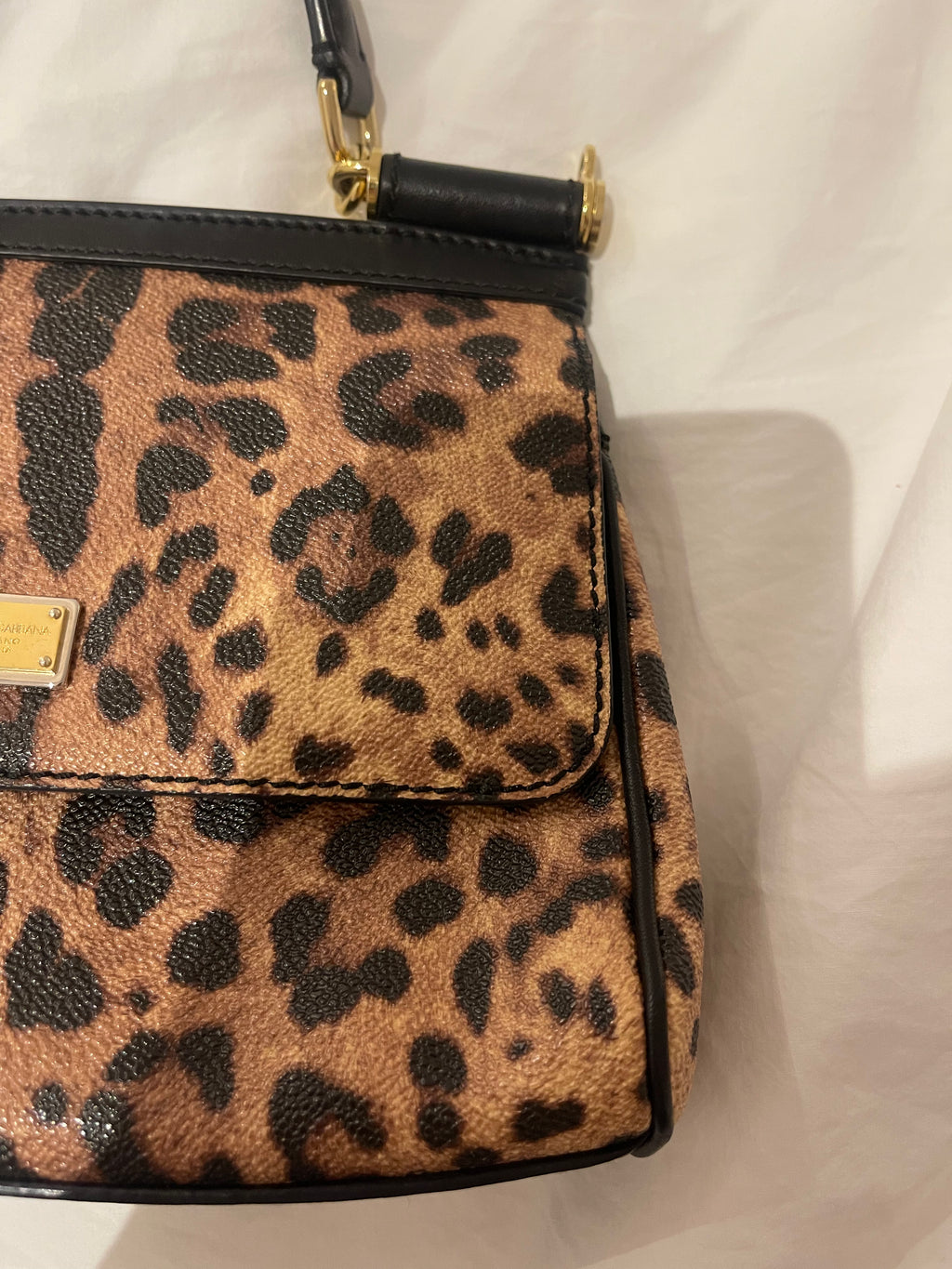 Dolce & Gabbana Mini Sicily Leopard Print Top Handle Bag
