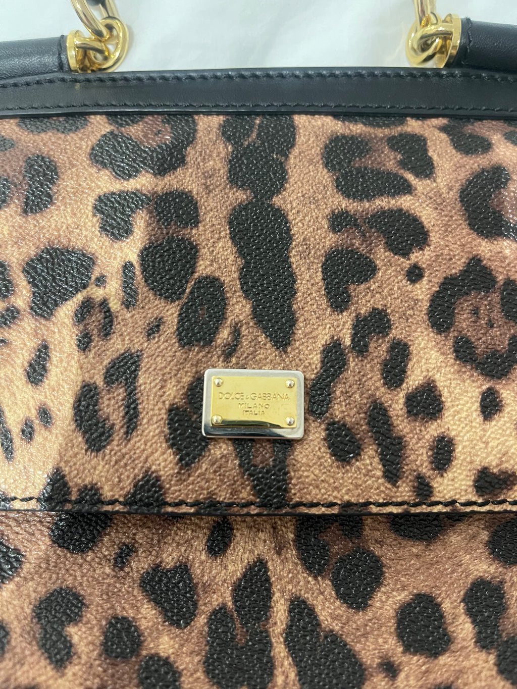 Dolce & Gabbana Mini Sicily Leopard Print Top Handle Bag
