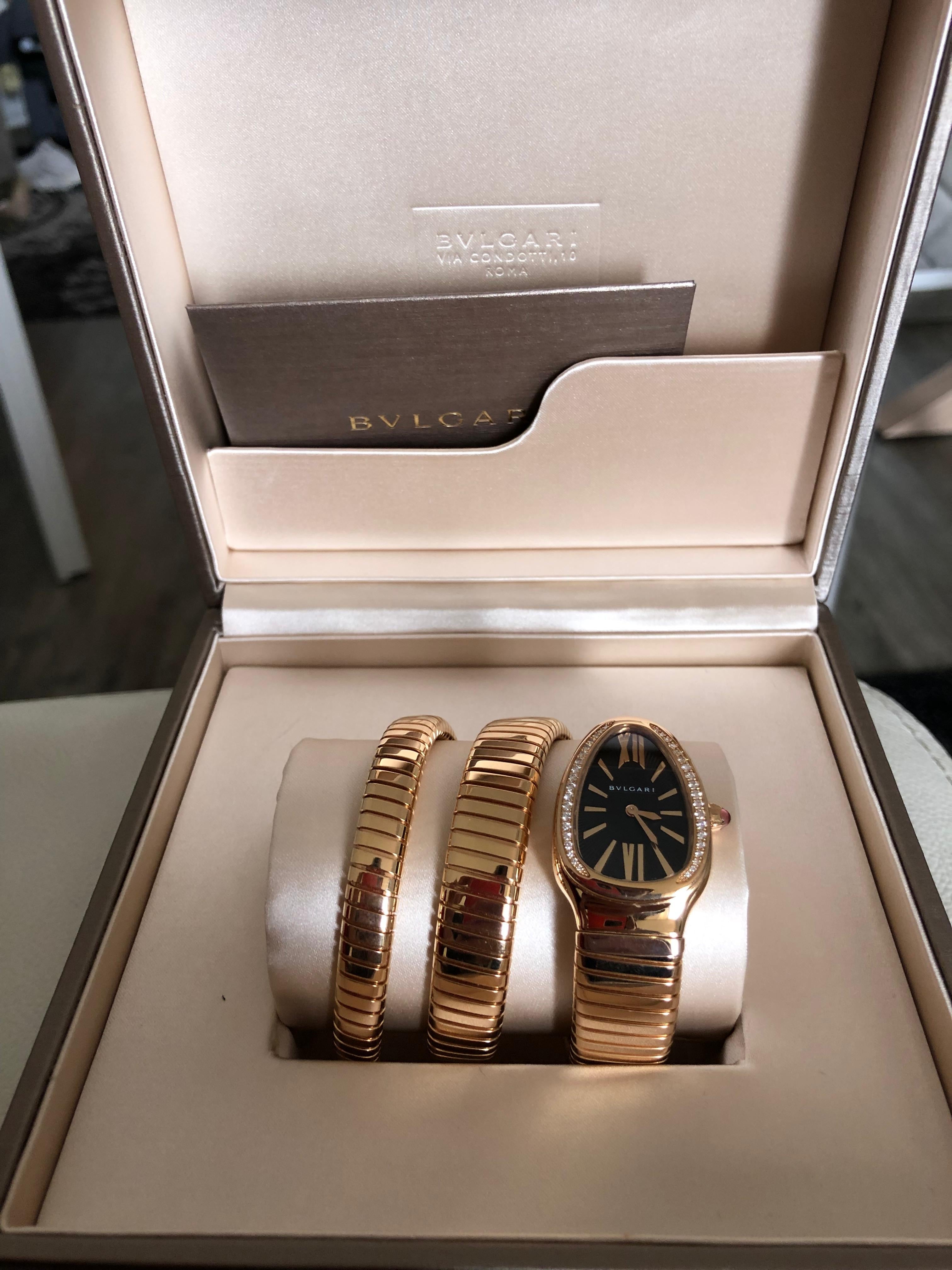Bvlgari Serpenti Tubogas Watch Set in 18k Rose Gold with Diamonds (35mm, 2021)