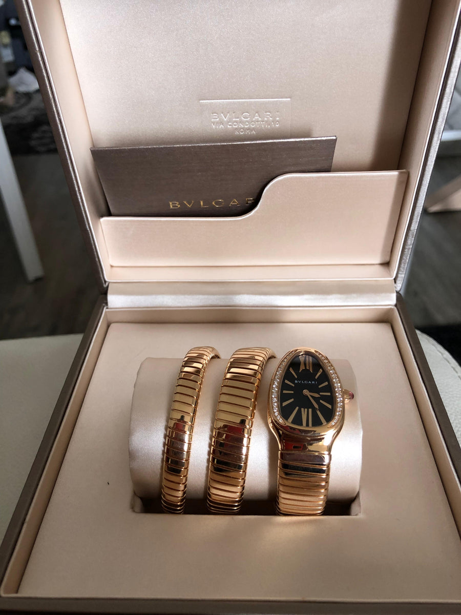 Bvlgari Serpenti Tubogas Watch Set in 18k Rose Gold with Diamonds (35mm, 2021)