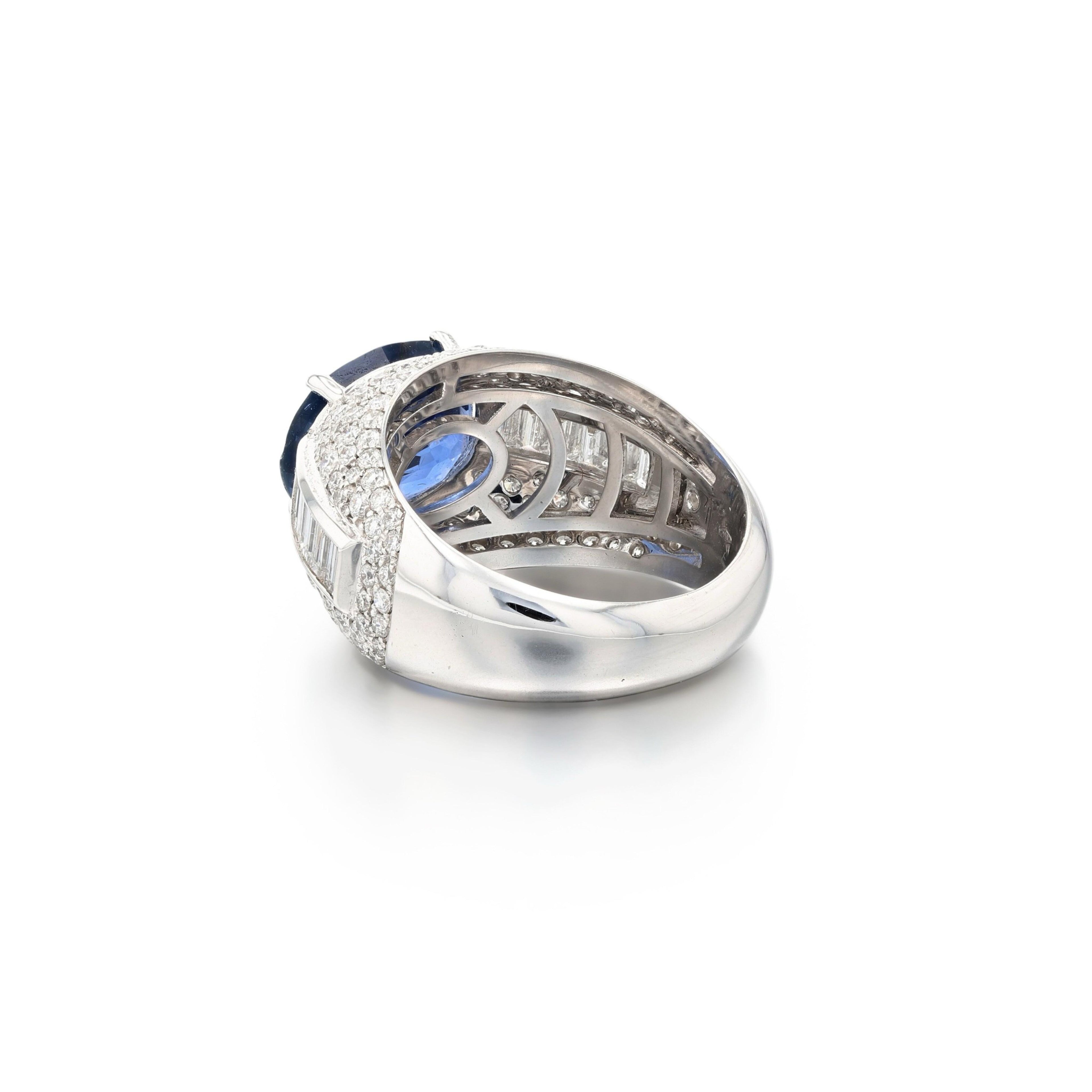 Bague Saphir Birman 4.94ct & Diamants | Sapphire and Diamond Ring | Or 18K | Certificat SSEF