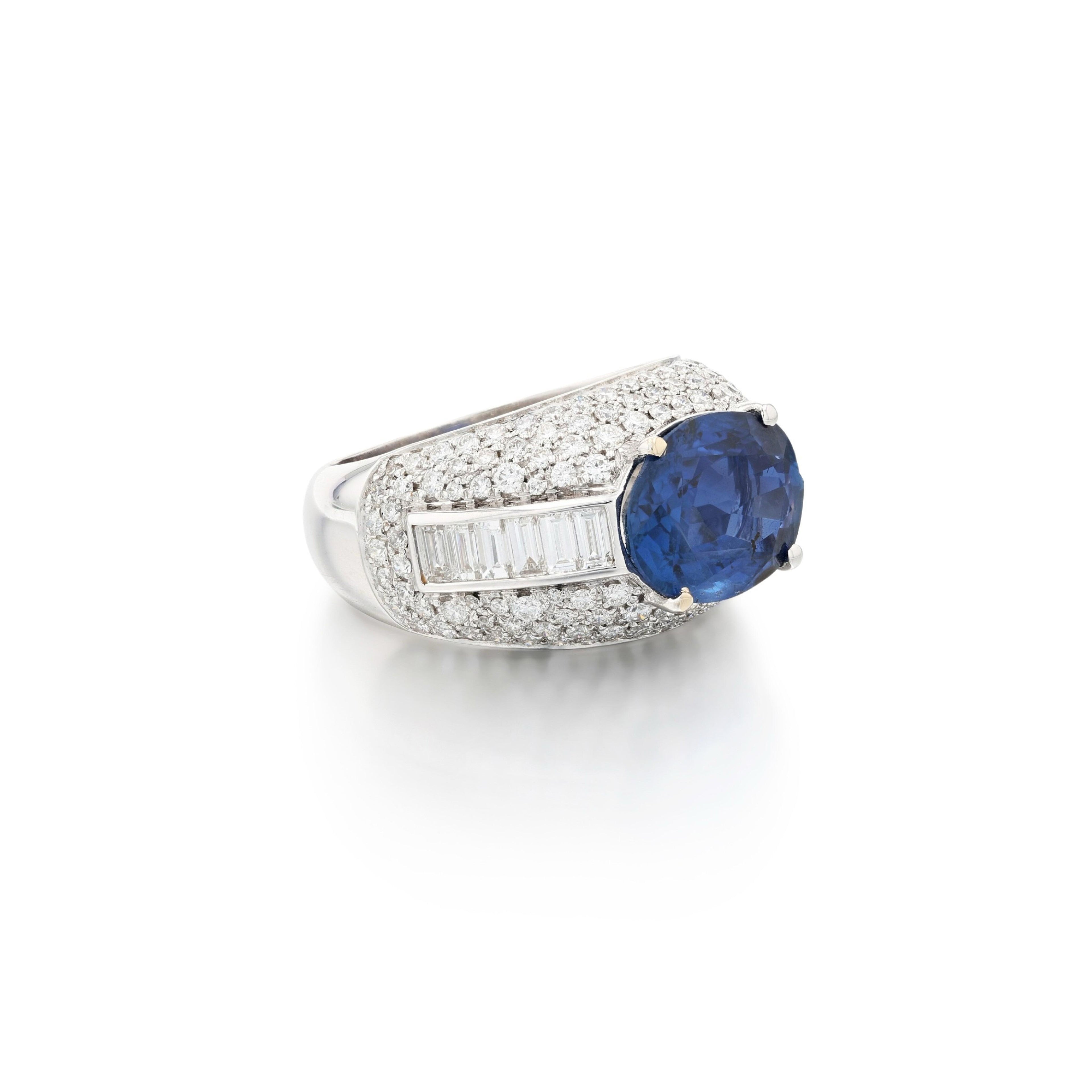 Bague Saphir Birman 4.94ct & Diamants | Sapphire and Diamond Ring | Or 18K | Certificat SSEF