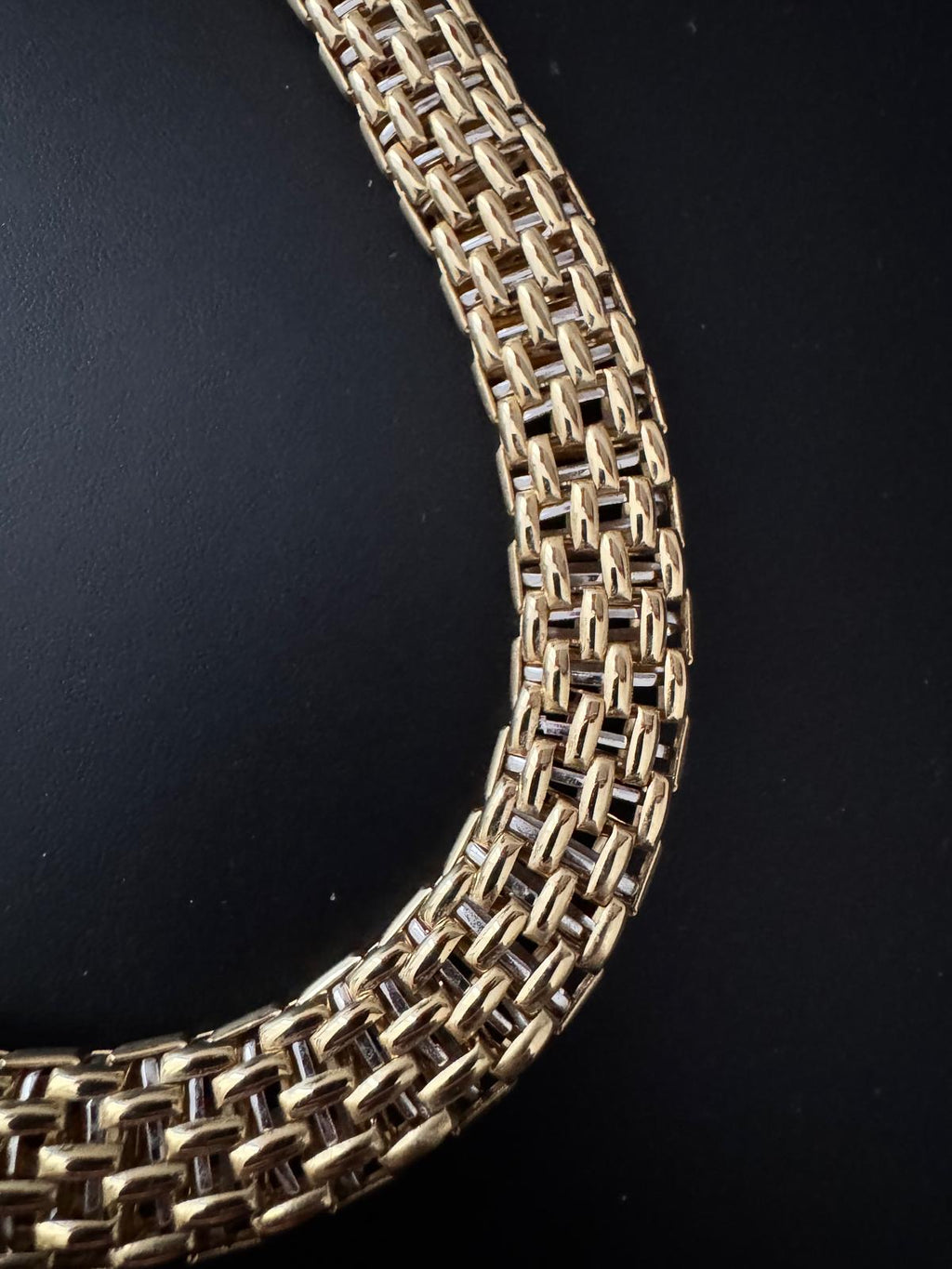 18K Yellow & White Gold Woven Collar Necklace – 110g Statement Piece