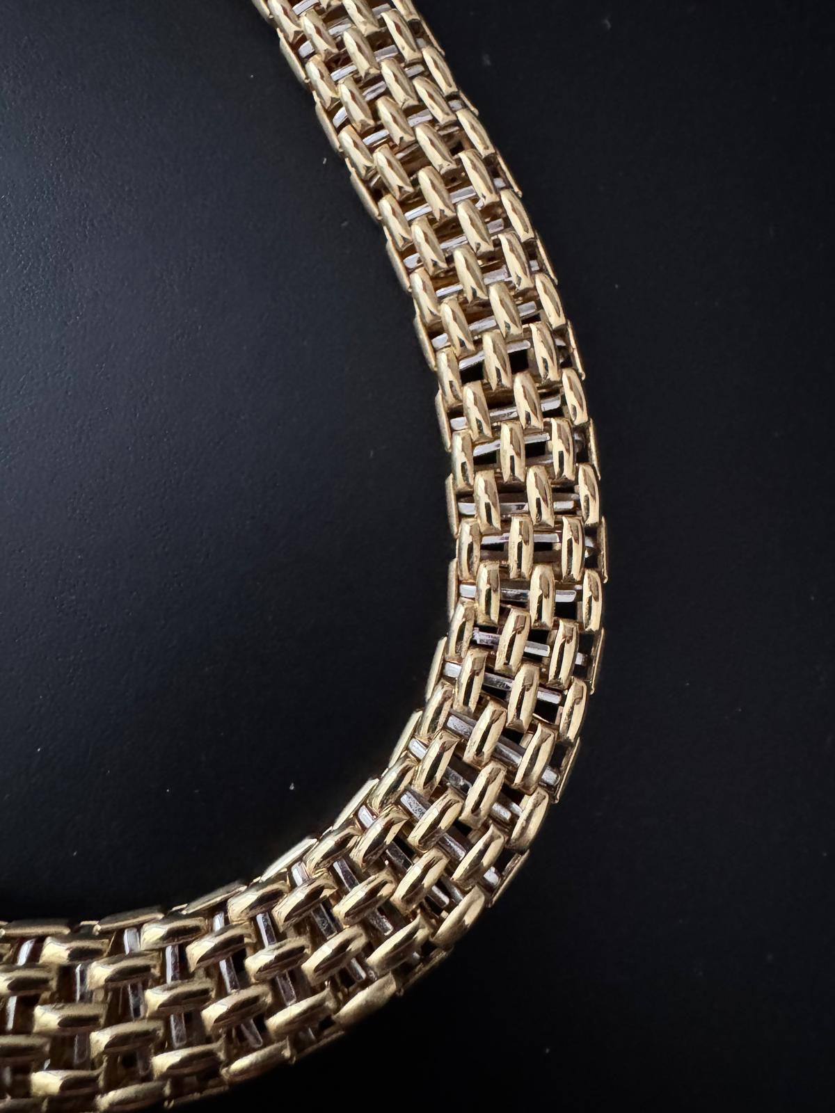 18K Yellow & White Gold Woven Collar Necklace – 110g Statement Piece