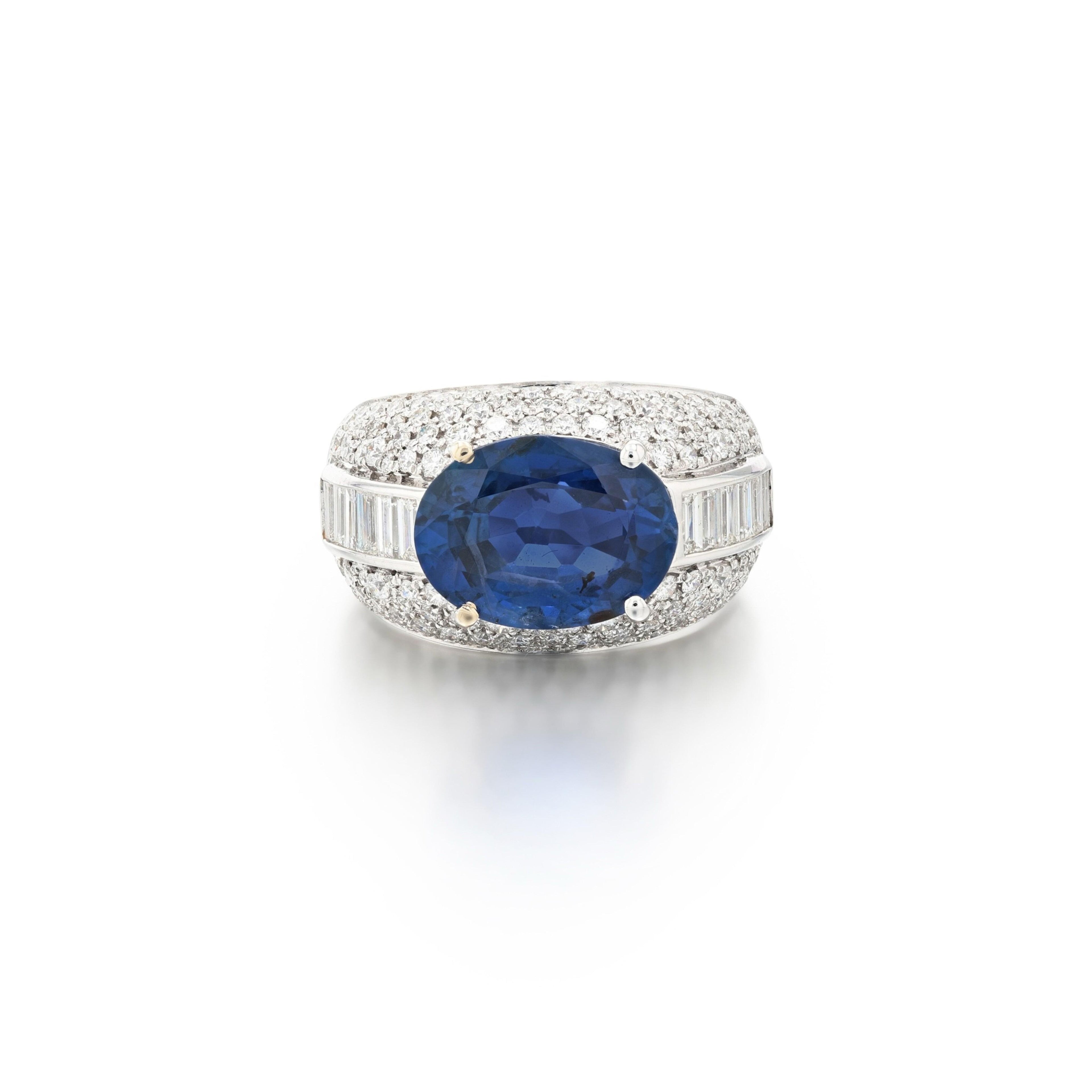 Bague Saphir Birman 4.94ct & Diamants | Sapphire and Diamond Ring | Or 18K | Certificat SSEF