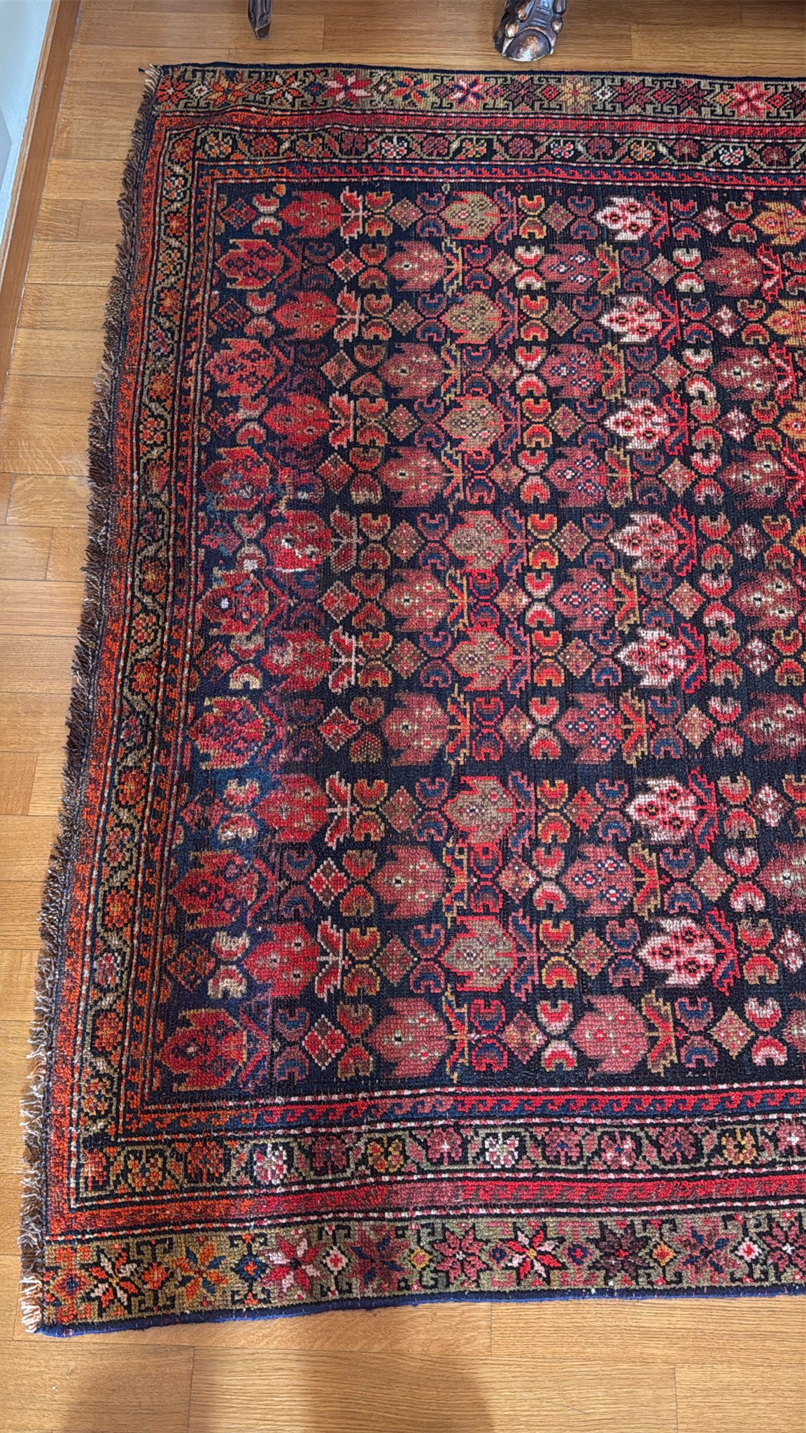 19th Century Qashqai Persian Rug (370 × 170 cm)