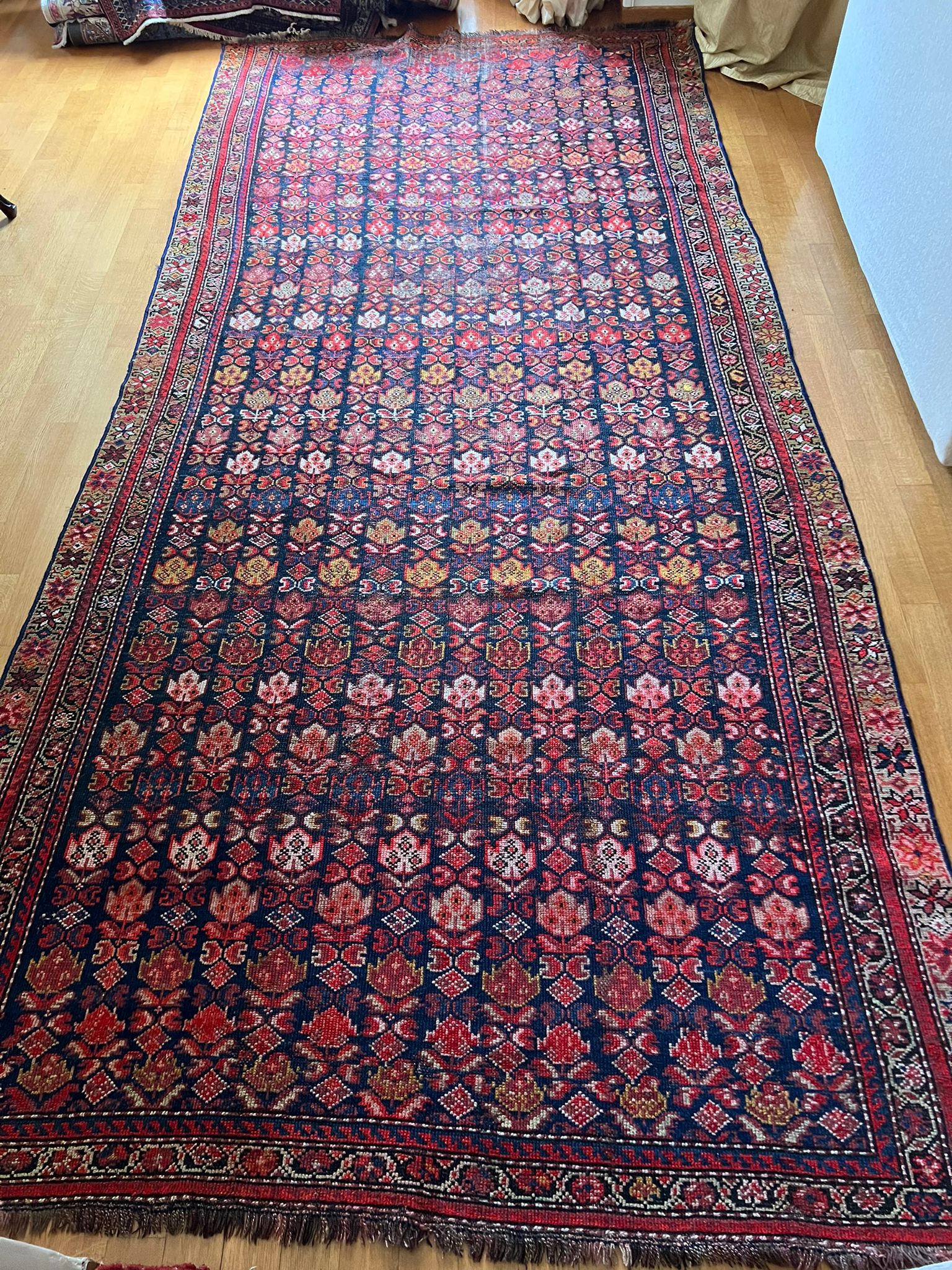19th Century Qashqai Persian Rug (370 × 170 cm)